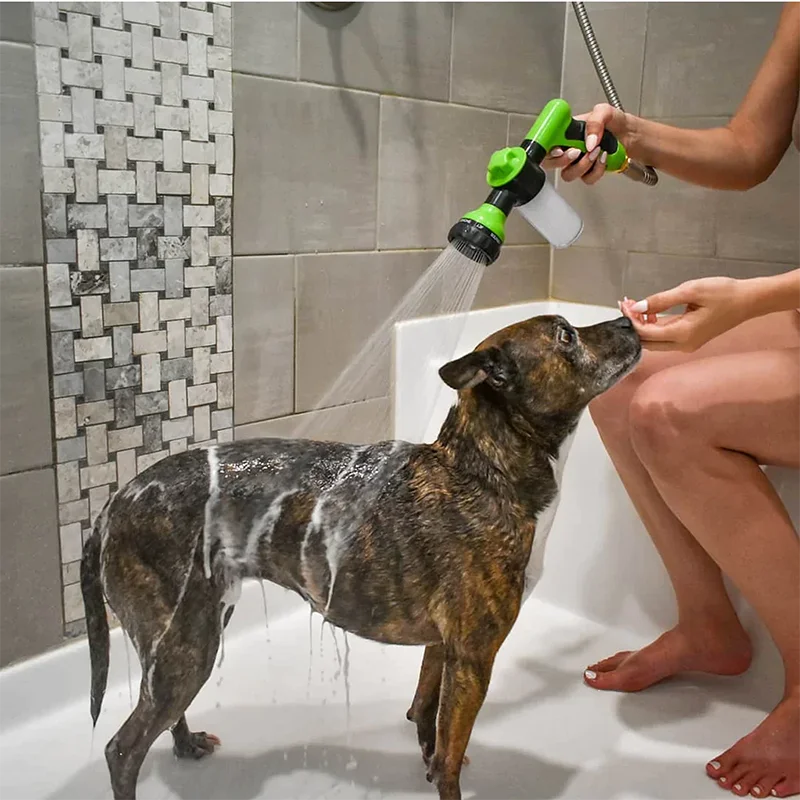 High-pressure Sprayer Nozzle Hose dog shower Gun 3 Mode Adjustable Pet Wash Cleaning bath Water Foam Soap Sprayer dog clean tool by PawHaven