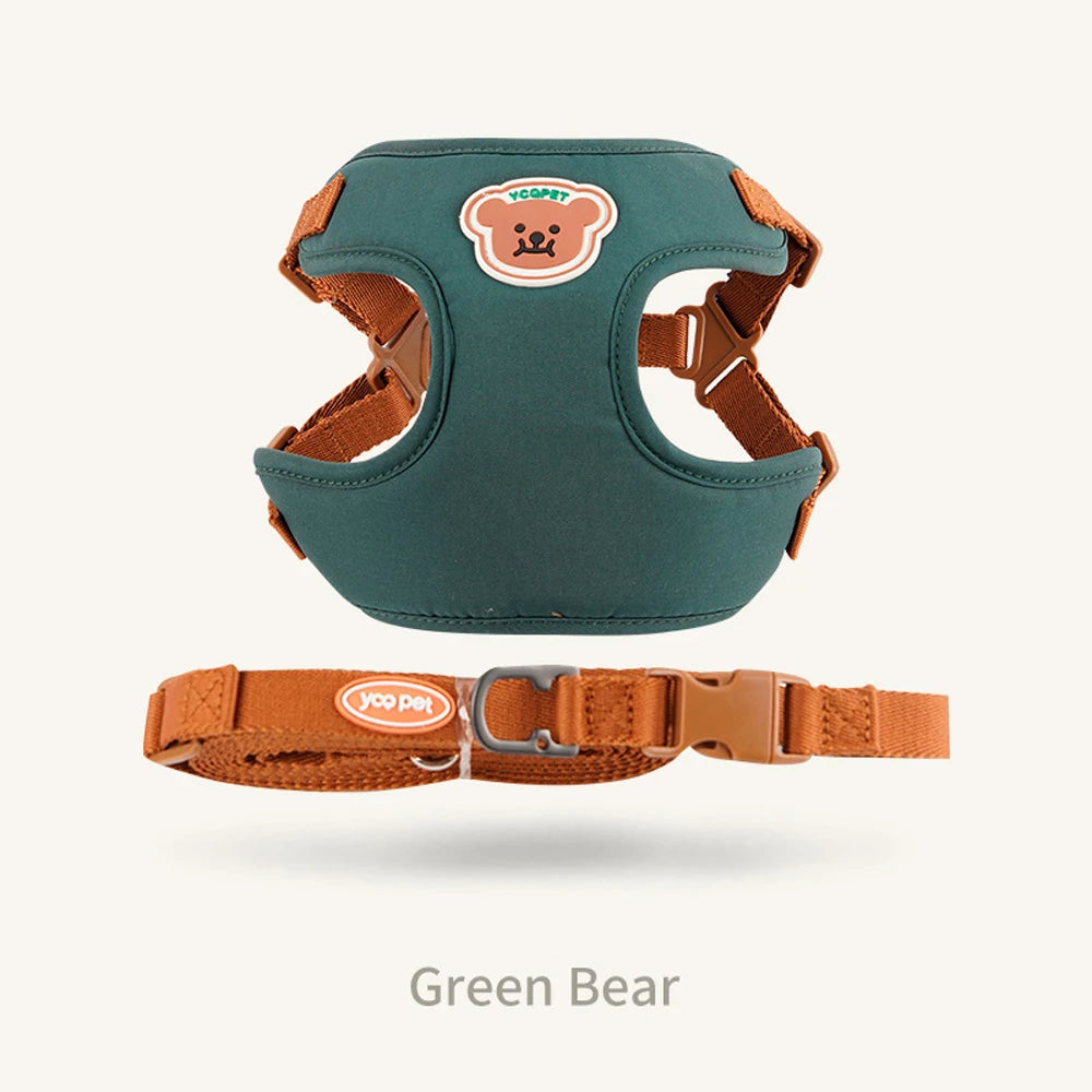 Cute Bear Pet Harness Leash Set Dog Vest Harness Strap Adjustable Breathable Harness for Puppy Cat Dog Supplies by PawHaven