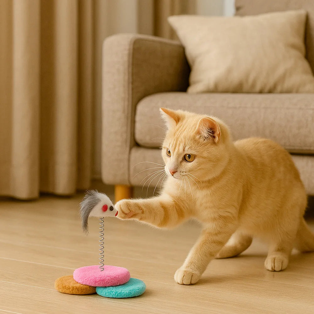 Cat Scratching Toy with Spring and Scratchboard, Durable Interactive Play for Cats, Protects Furniture by PawHaven