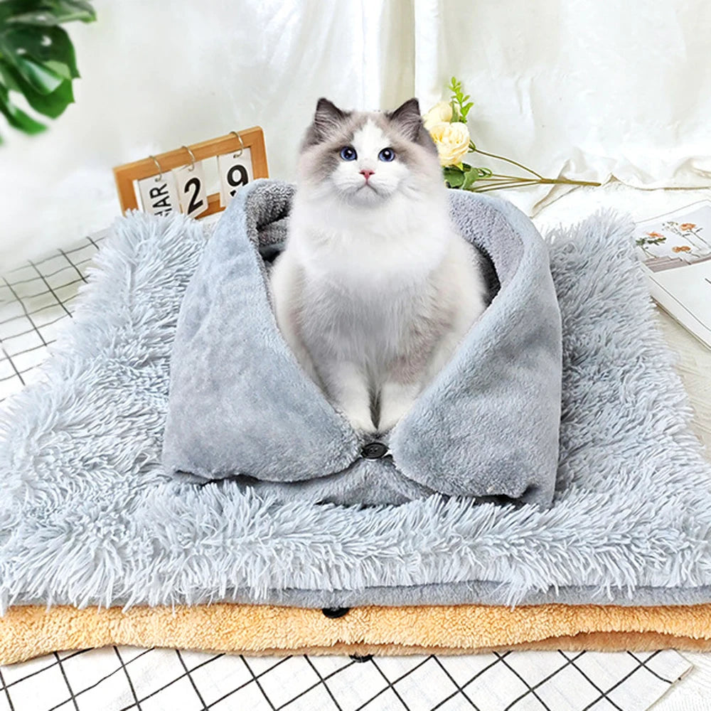 Folding Cat Bed Winter Warm Car Mat Dog Bed Pet House Plush Thickened Cushion by PawHaven