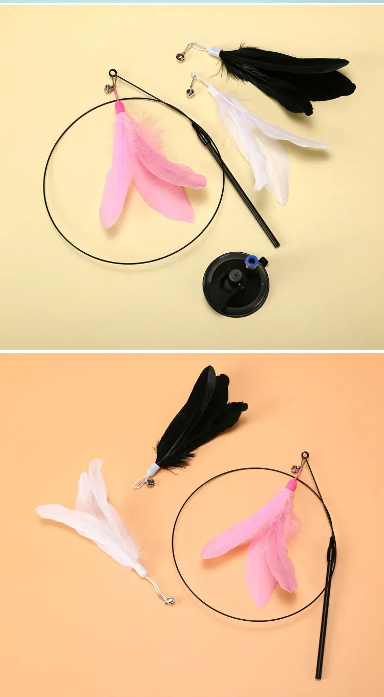 Premium Cat Teaser Wand With Bell And Replaceable Feather by PawHaven