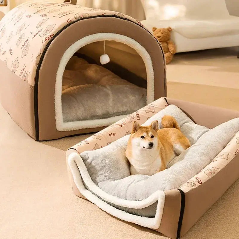 winter Dog Kennel Warm Dog House Mat Detachable Washable Dogs Bed Nest Deep Sleep Tent for Medium Large Dogs House dog Supplies by PawHaven