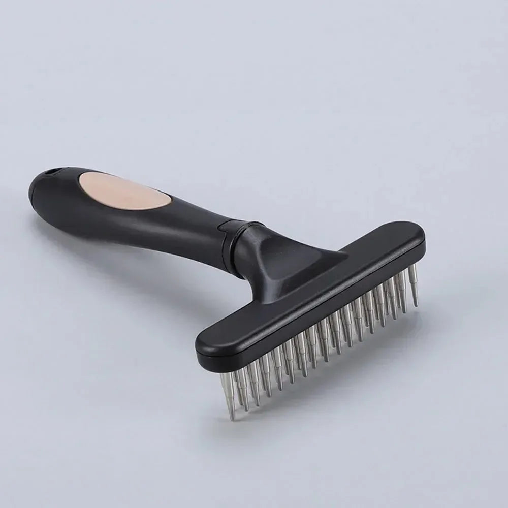 Dog Rake Deshedding Dematting Brush Comb Undercoat Rake for Dogs Cats Short Long Hair Pet Brushes Shedding with Double Row Pins by PawHaven