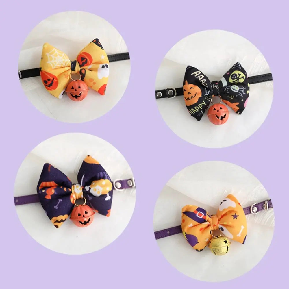 Cat Collar Pet Bandana Dog Bow Tie, Medium Dogs, Halloween Decor, Cute Adjustable for Kitten Puppy with Leash Ring by PawHaven