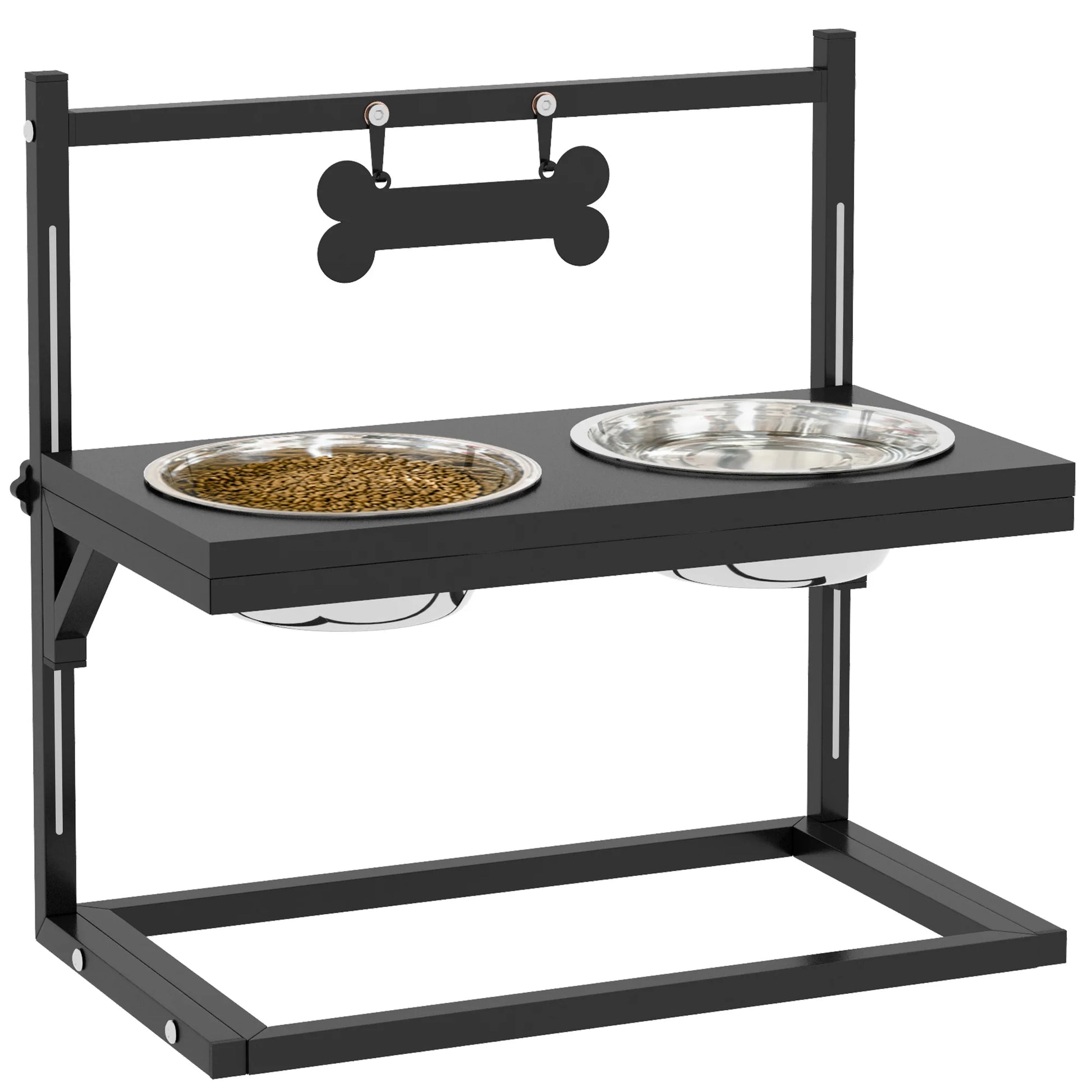 PawHut Raised Dog Bowl w/ Adjustable Height Stand, for Small Medium Large Dogs by PawHaven