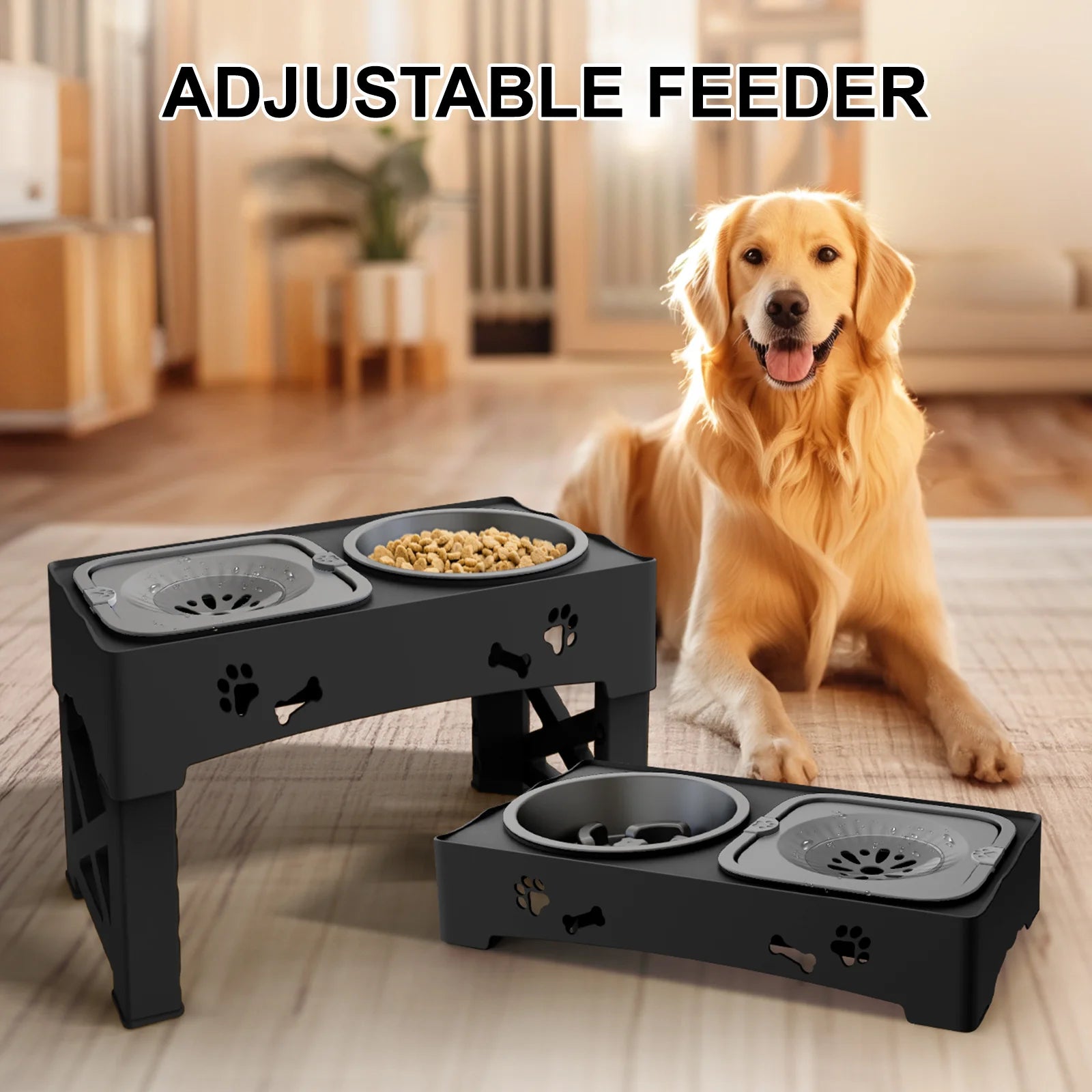 Raised Dog Bowl Stand for Cats and Dogs Pet Feeder Bowls Double Feeder High Stand for Small Medium and Large Dogs Cats by PawHaven