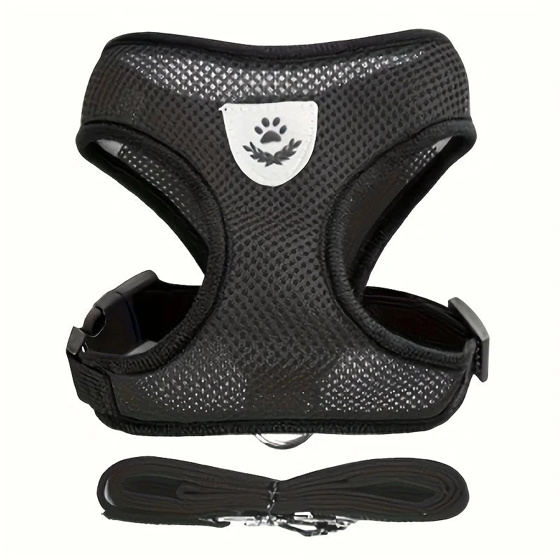 Pet Leash Dog Harness Mesh Breathable Chest Strap Dog Collar Outdoor Vest-Style Walking Doggy Tie-up Comfortable Training Leash by PawHaven