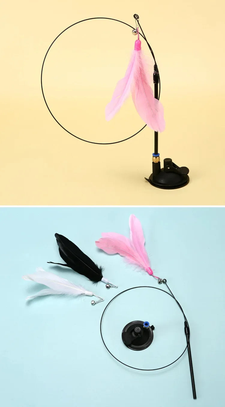 Premium Cat Teaser Wand With Bell And Replaceable Feather by PawHaven