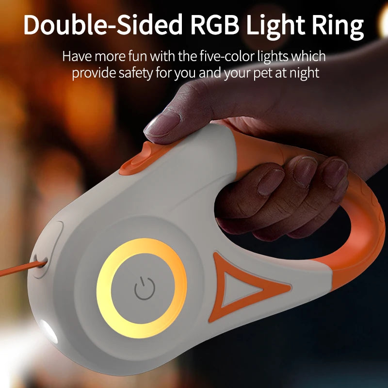 ROJECO 5m LED Retractable Dog Leash for Night Walks by PawHaven