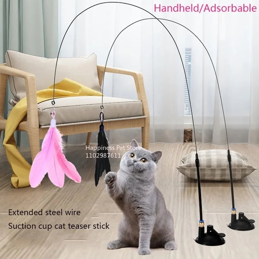 Premium Cat Teaser Wand With Bell And Replaceable Feather by PawHaven