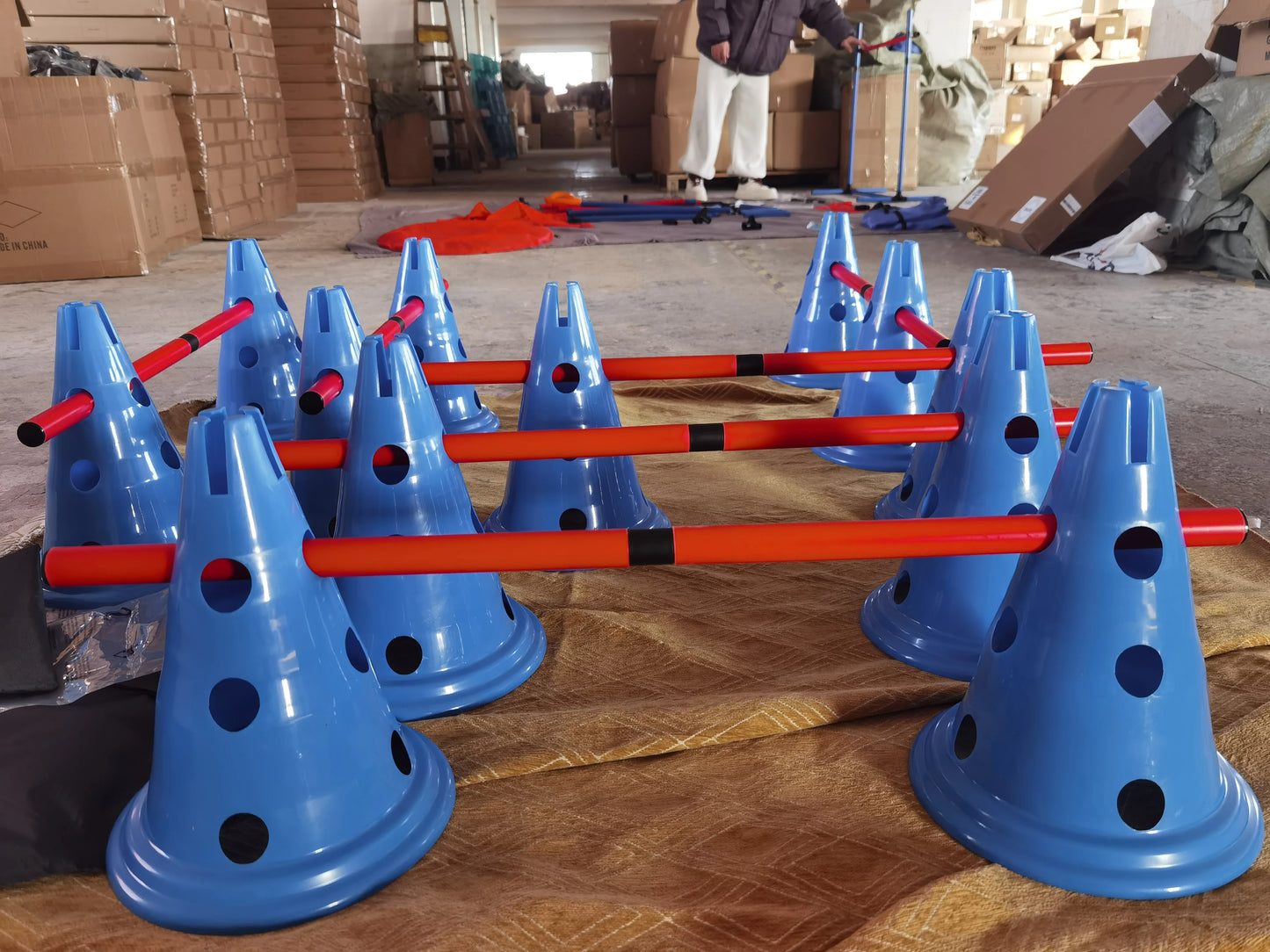 Dog Agility Hurdle Cone Set Dog Agility Course Set with 12 Cones 6 Rods Dog Agile Training Equipment for Outdoor Backyard by PawHaven