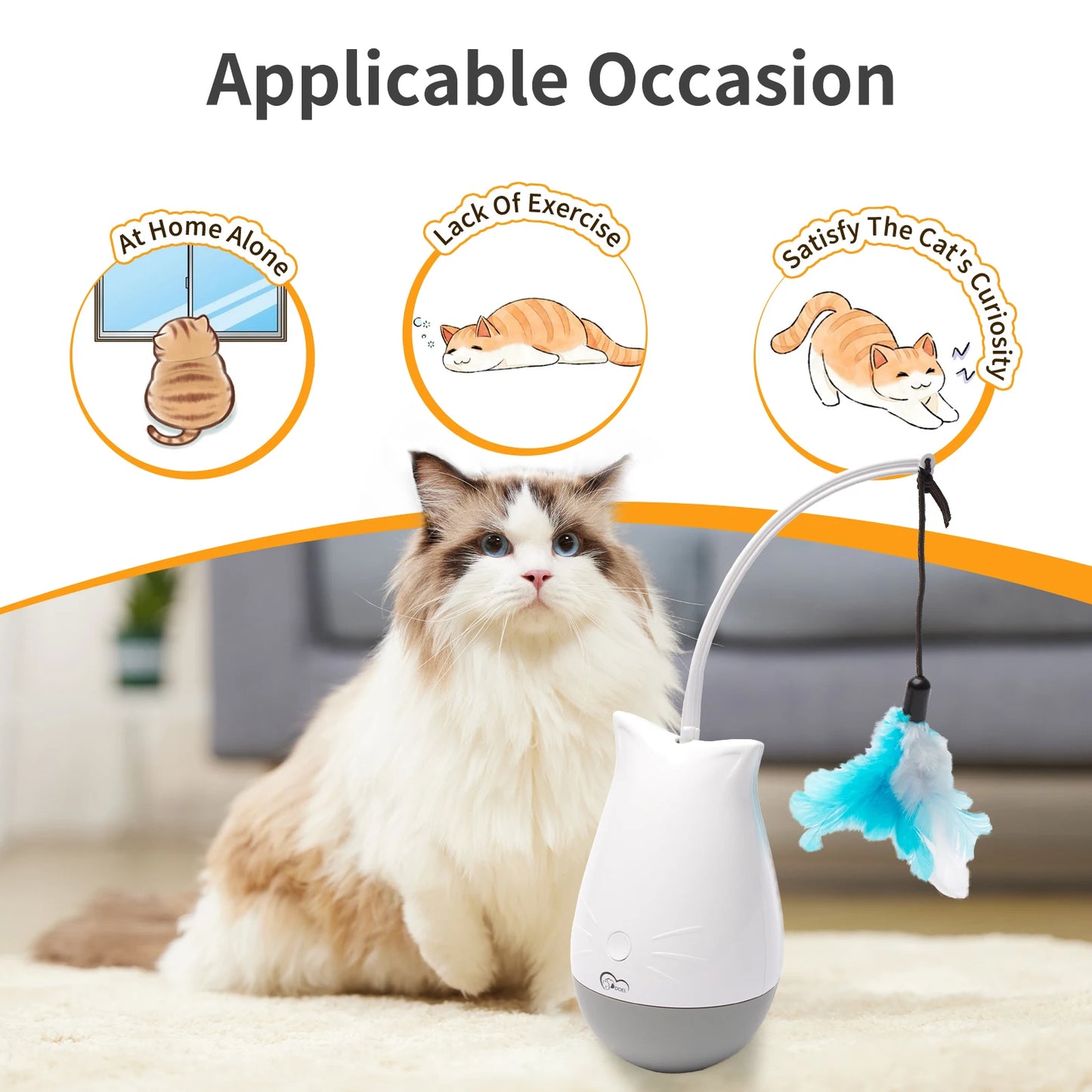 Premium USB Cat Interactive Toy With Fluttering Feathers by PawHaven