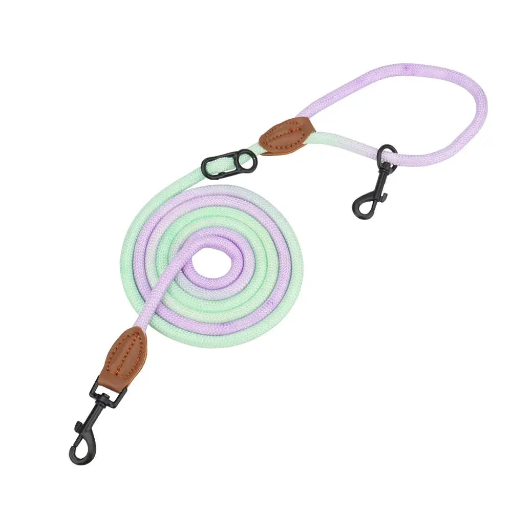 Double Head Dog Leash Crossbody Pet Round Traction Rope Lead Training Walking Cat Leashes by PawHaven