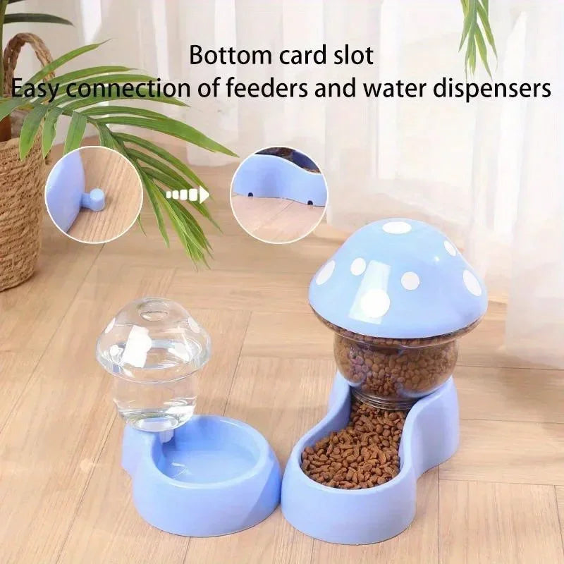 2026 Cute Mushroom Shaped Automatic Cat Feeder Large Capacity Pet Food Storage Container Cat Food Bowl Pet Daily Supplies by PawHaven