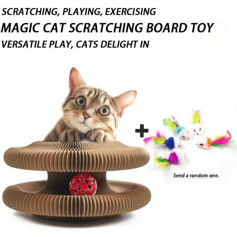 Magic Cat Scratcher with Plush Mouse Toy - Durable, Space-Saving & Versatile Scratching Board, Endless Fun pet products by PawHaven