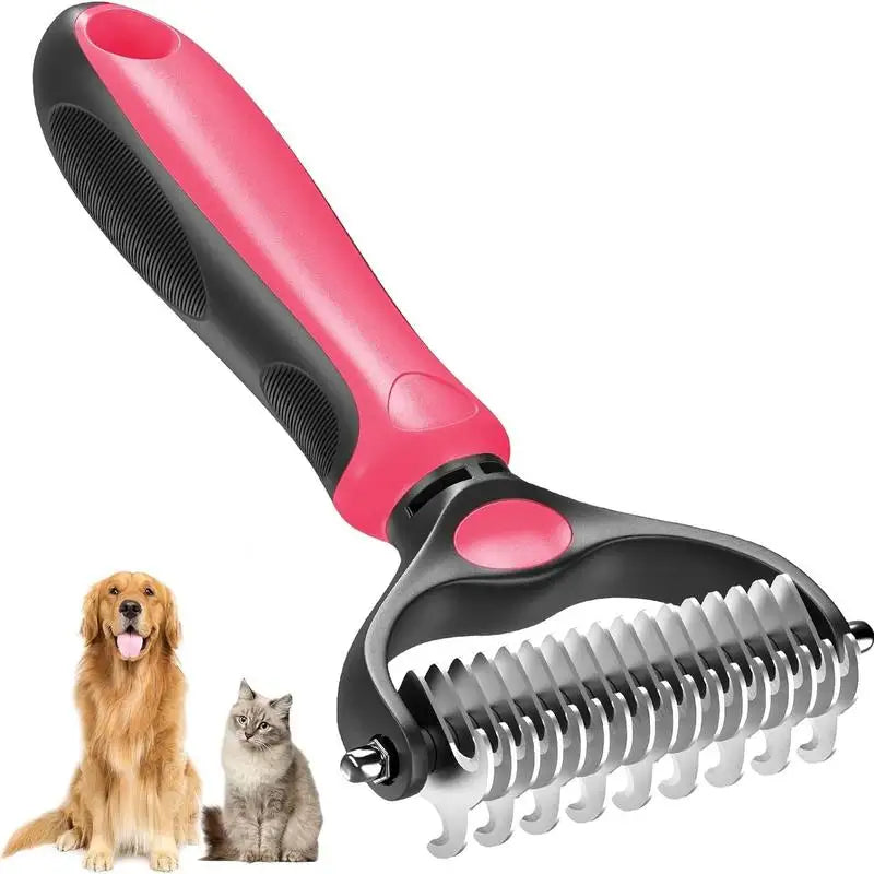 2in1 Stainless Pet Deshedding Brush Dog Hair Remover Pet Fur Knot Cutter Puppy Cat Comb Brushes Dogs Grooming Shedding Supplies by PawHaven