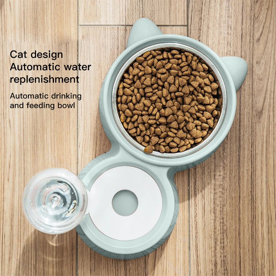 Dog Bowl, Cat Bowl, Anti-Spill Food Bowl, Automatic Feeding and Drinking Bowl Set for Pets by PawHaven