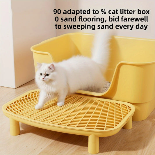 Cat Litter Box Sand Control Mat with Double Layer Filter Leak Proof Design for Open Closed Style by PawHaven