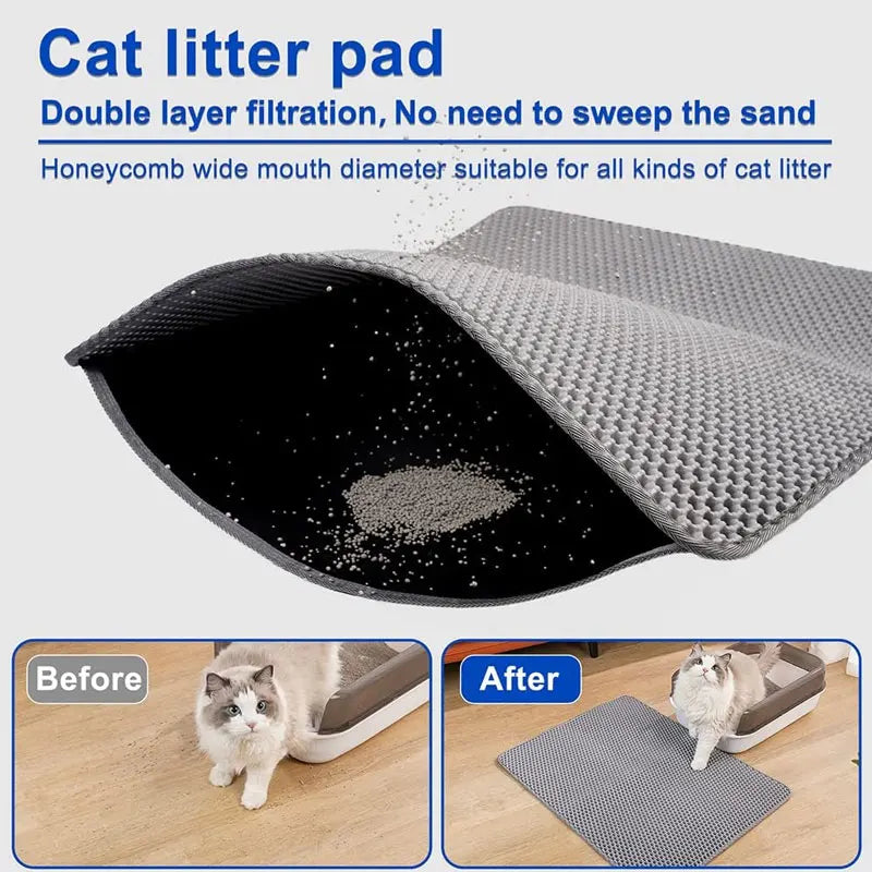 Pet Cat Litter Mat Waterproof Double Layer Cat Litter Trapping Pet Litter Box Mat Clean Pad Products For Cats Accessories by PawHaven