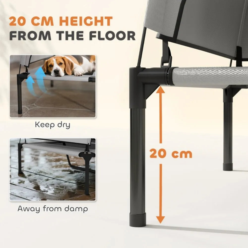 Portable Elevated Dog Bed with Removable Canopy, Cooling Raised Pet Cot for Medium Large Dogs, 92 x 75 x 89 cm by PawHaven