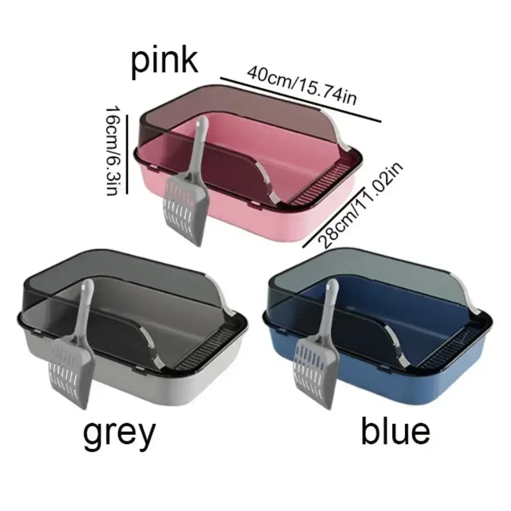 Premium Large Semi Enclosed Cat Litter Box With Scoop by PawHaven