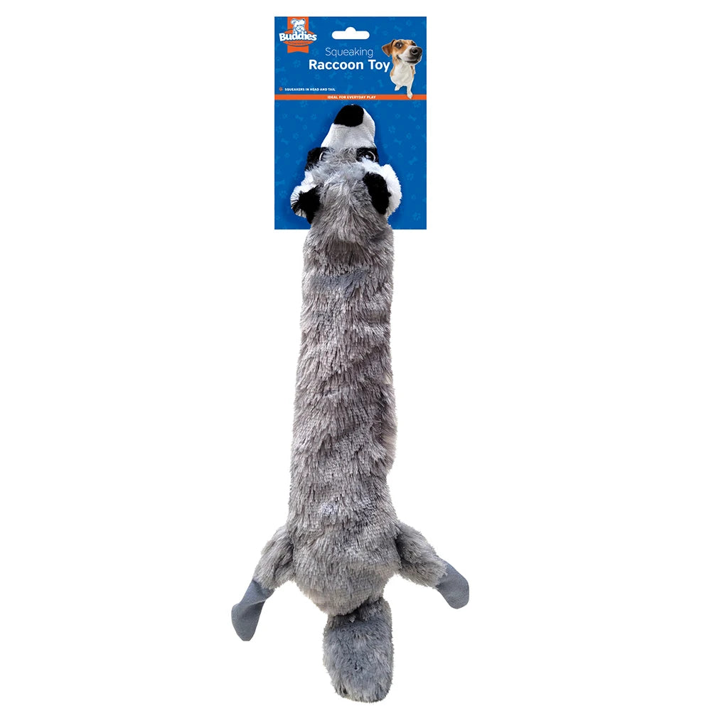 Premium Dual Squeaking Raccoon Plush Dog Toy by PawHaven