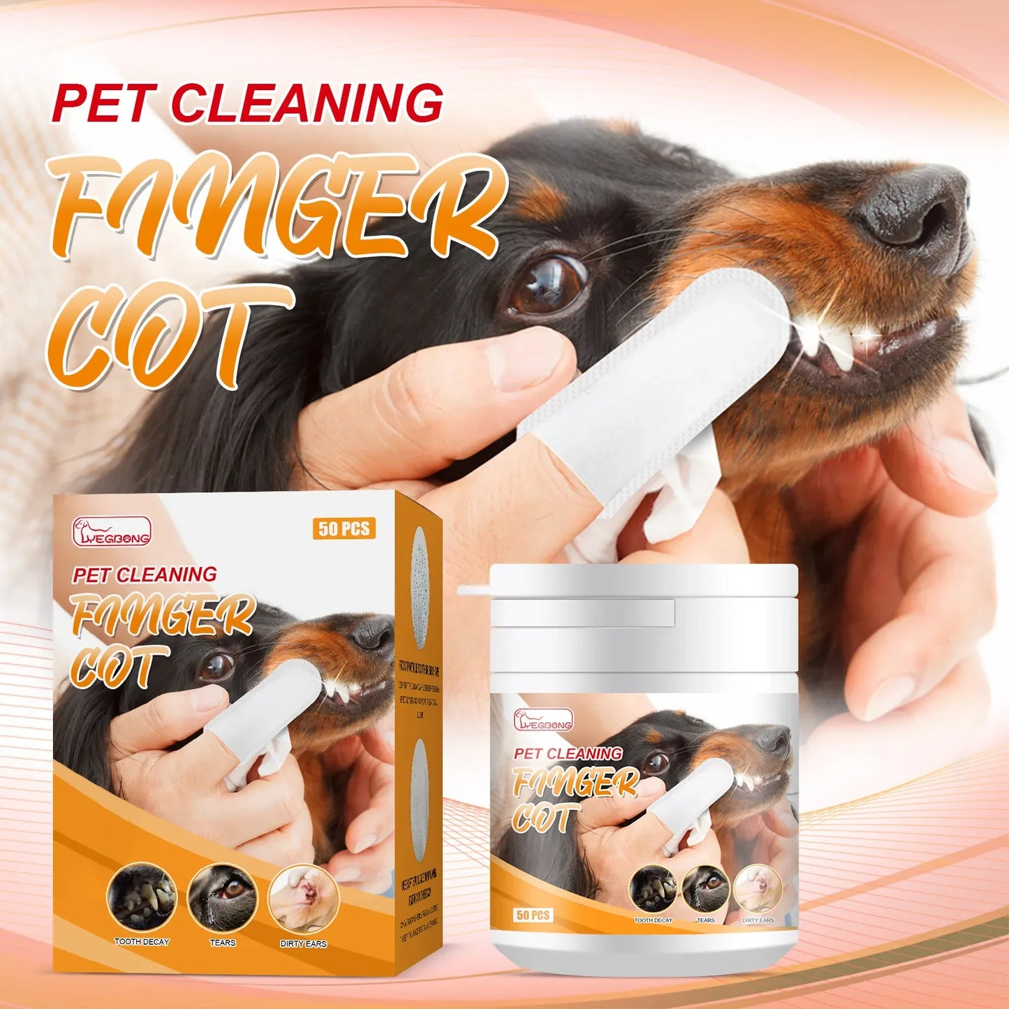 50PCS/set Pet Non-woven Tooth Wipes Cotton Finger Wipes Healthy Oral Care Supplies for Cat Dog ttoothbrush Cat pet Cleaning by PawHaven