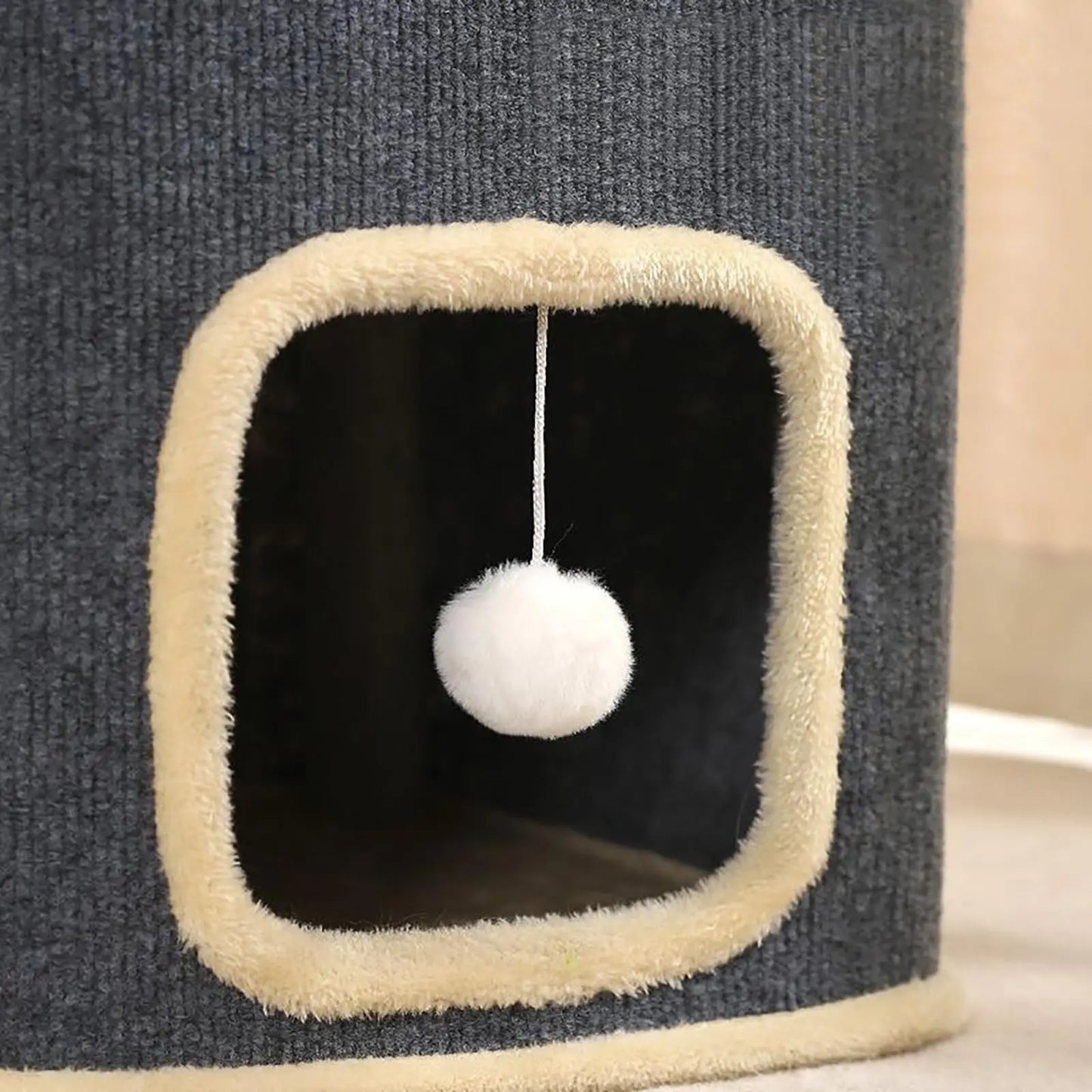 Winter 2 Layer Cat House for Indoor Cats, 24'' Durable Cat Cube Playhouse with Dangling Balls, Perfect for Multiple Pets by PawHaven