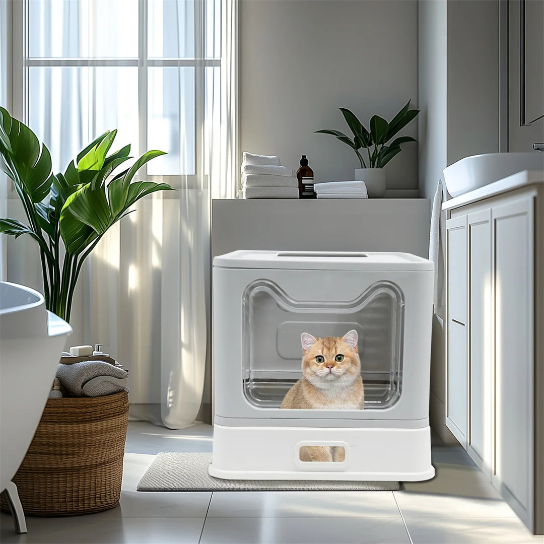 Bingopaw Detachable Enclosed Cat Litter Box with Stainless Steel Pan Front Entry Toilet Box with Litter Scoop for Kittens by PawHaven