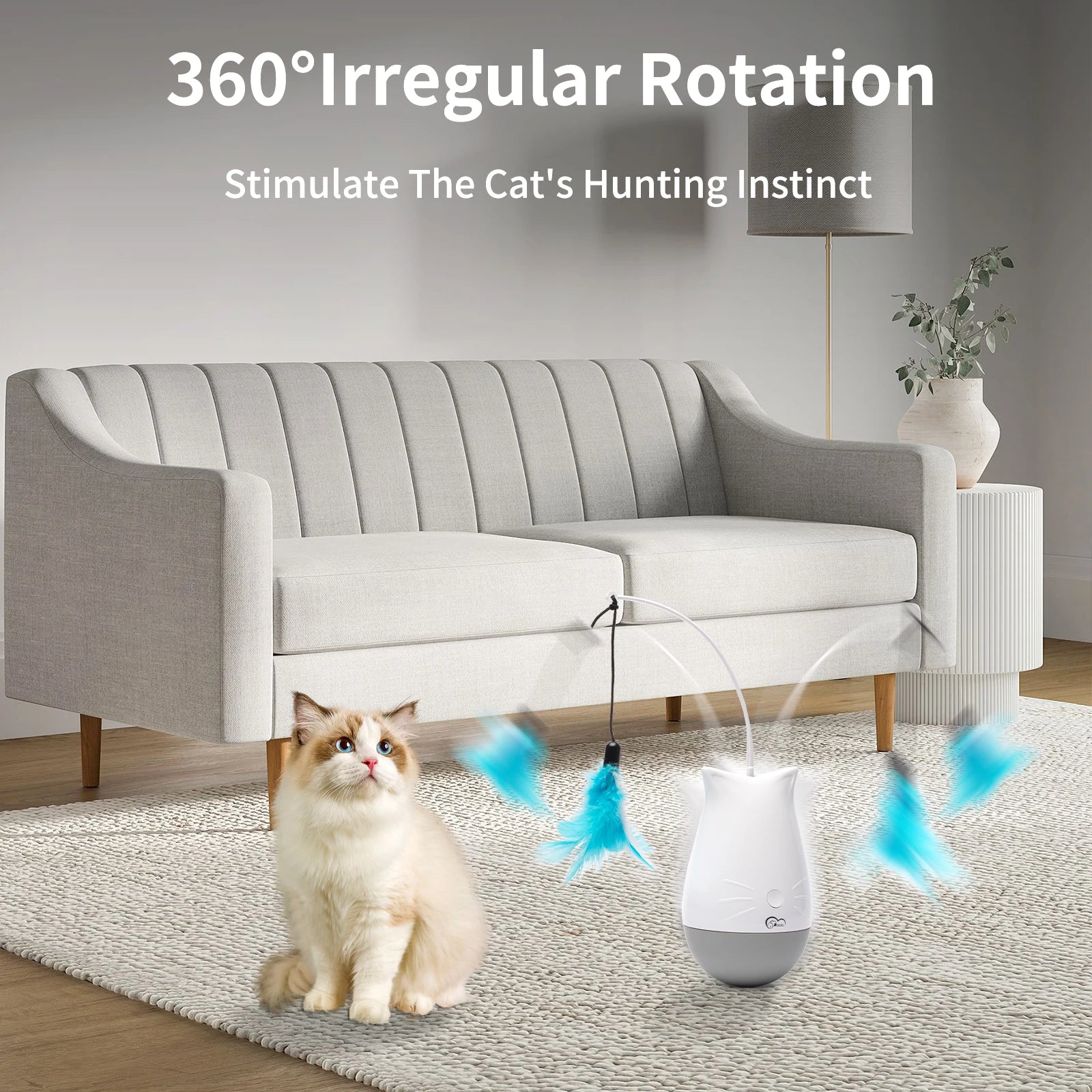 Premium USB Cat Interactive Toy With Fluttering Feathers by PawHaven