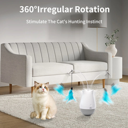 Premium USB Cat Interactive Toy With Fluttering Feathers by PawHaven