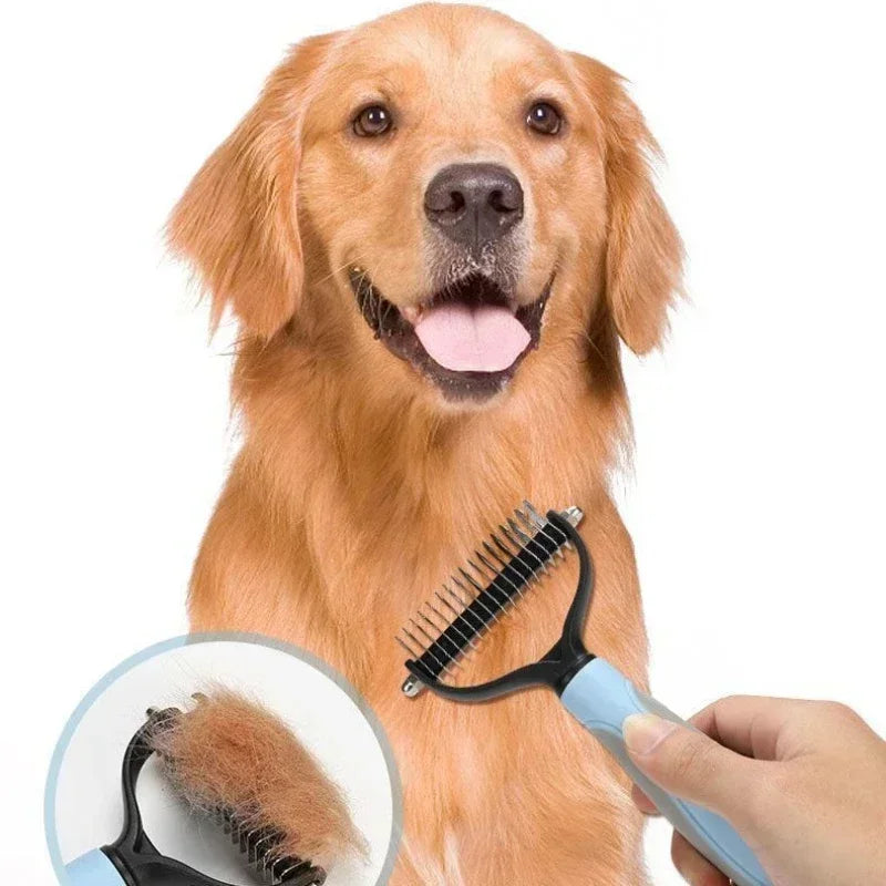 1pc Stainless Steel Dual Sided Pet Comb, Dog Cat Tangle Remover Brush, Portable Grooming Accessory for Household Pets by PawHaven