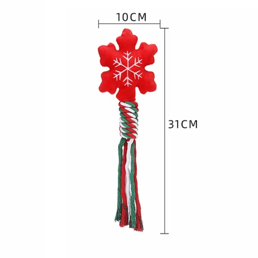 Christmas Small Dog Toy Chew Plush Puppy Cat Gift Tassel Rope Pet Toy Santa Claus Snowflake Christmas Tree by PawHaven