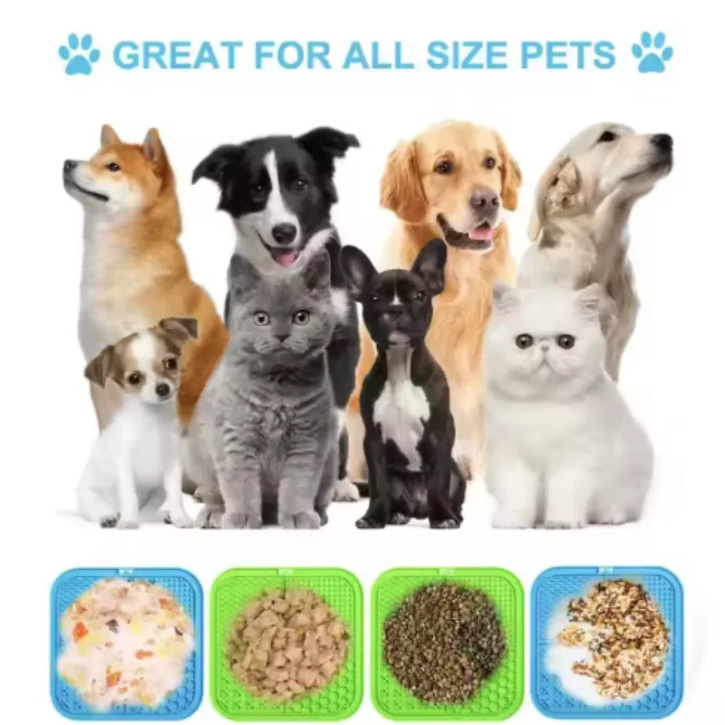 Pet Lick Silicone Mat Dogs Pet Slow Food Plate for Dog Bathing Distraction Silicone Dog Sucker Food Training Dog Feeder Supplies by PawHaven