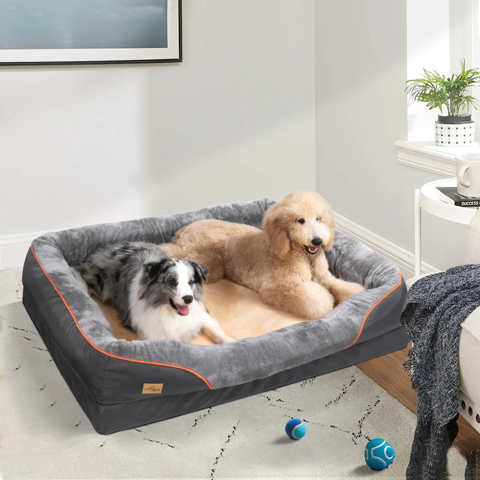 Orthopedic Memory Foam Dog Bed With Bolster by PawHaven