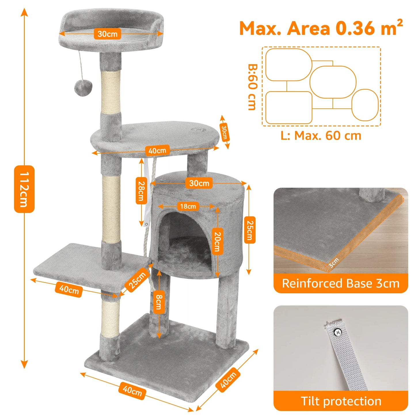Passerscat Cat Trees Cat Climbing Frame For Indoor Cats Multi-Level With Scratching Posts Cat Tower Padded Top Perches and Condo by PawHaven