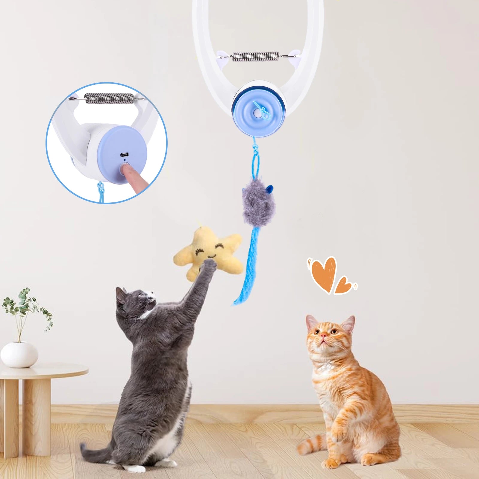 Door Hanging Automatic Retractable Kitten Toys with 3 Catnip Mice Self Play Hanging Door Cat Mouse Toys for Indoor Cats by PawHaven