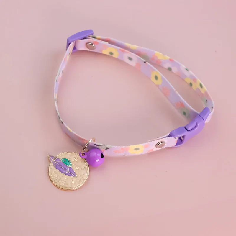 Cute Daisy Pet Collar for Summer, Cat Dog Necklace with Breakaway Safety Buckle, Breathable & No Choke Summer Daisy Flower by PawHaven