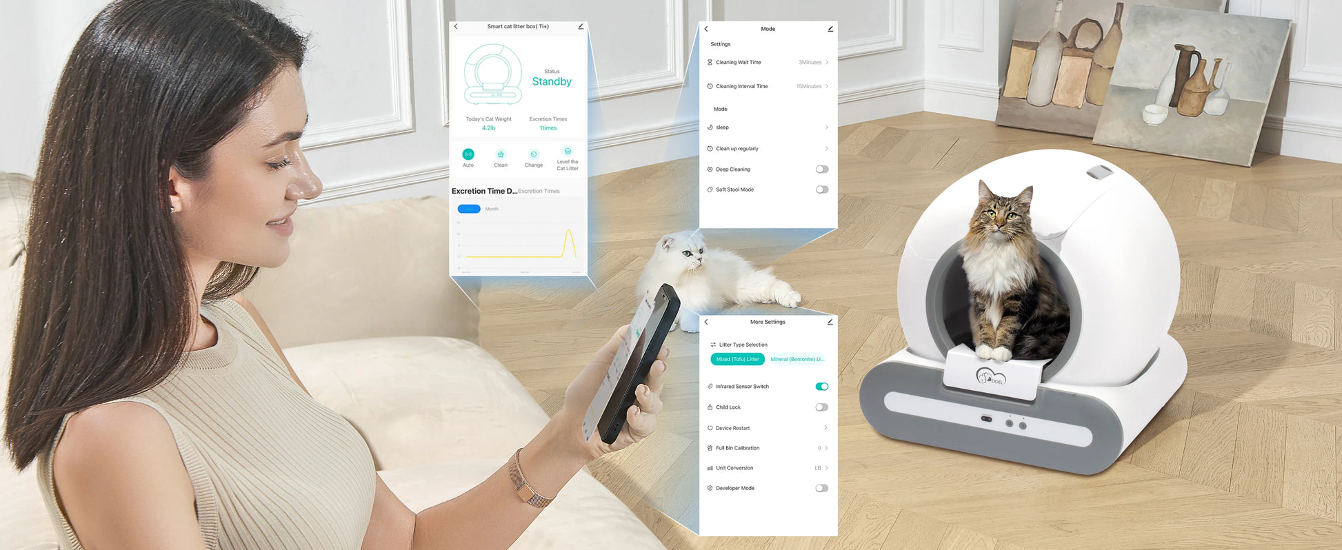 Doel 65L Self Cleaning Cat Litter Box App Control by PawHaven