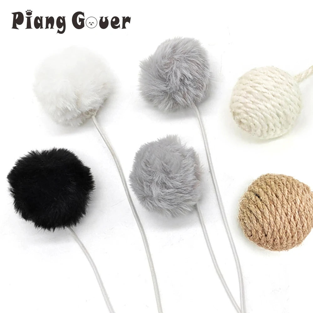 Hanging Furry Balls Cat House Toys Accessories Sisal Hang Ball Pet Toy Supplies by PawHaven