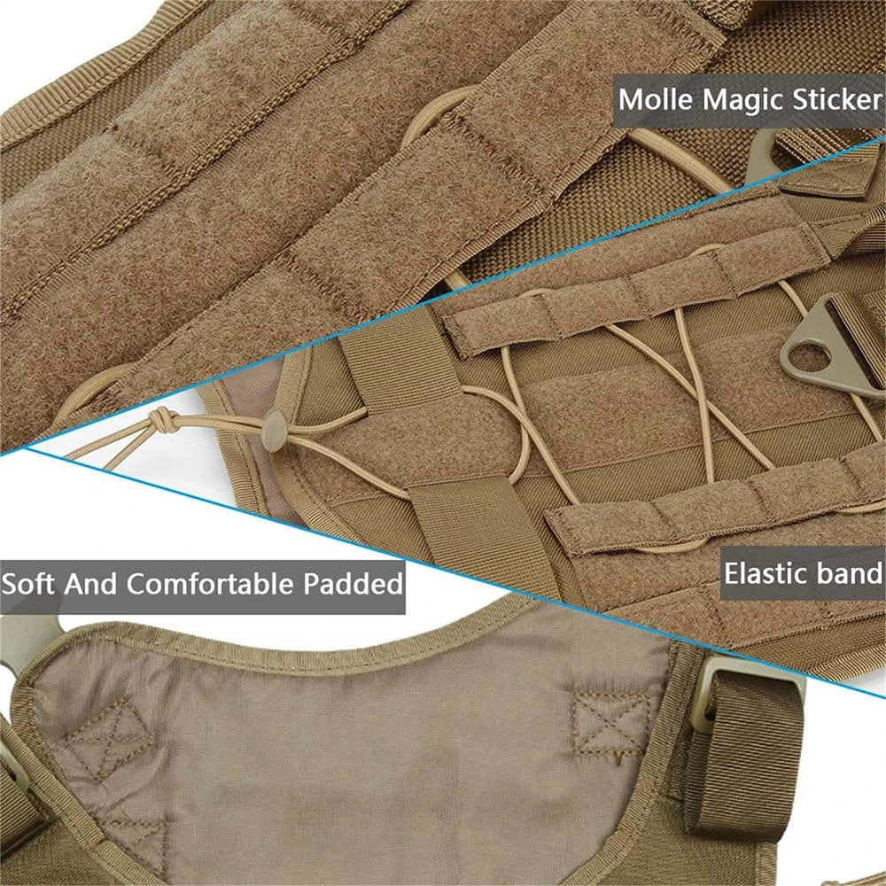Tactical Dog Harness for Large Pet Harness No-Pull Service Vest Adjustable Military Dog Vest for Training Hunting Walking by PawHaven