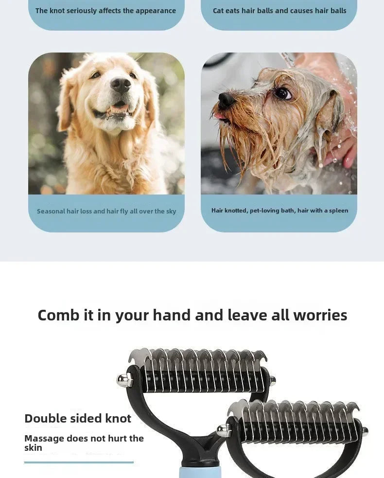 1pc Stainless Steel Dual Sided Pet Comb, Dog Cat Tangle Remover Brush, Portable Grooming Accessory for Household Pets by PawHaven