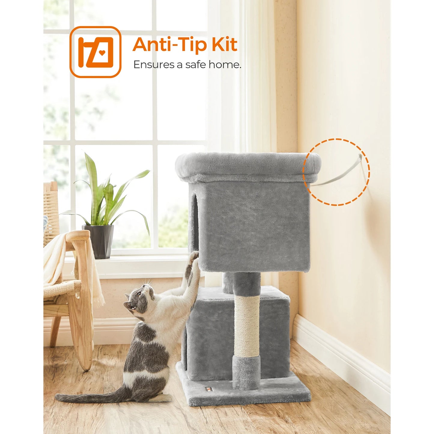 Feandrea Cat Tree, 84 cm Cat Tower,Cat Condo for Large Cats up to 7 kg,2 Cat Caves, Scratching Post by PawHaven
