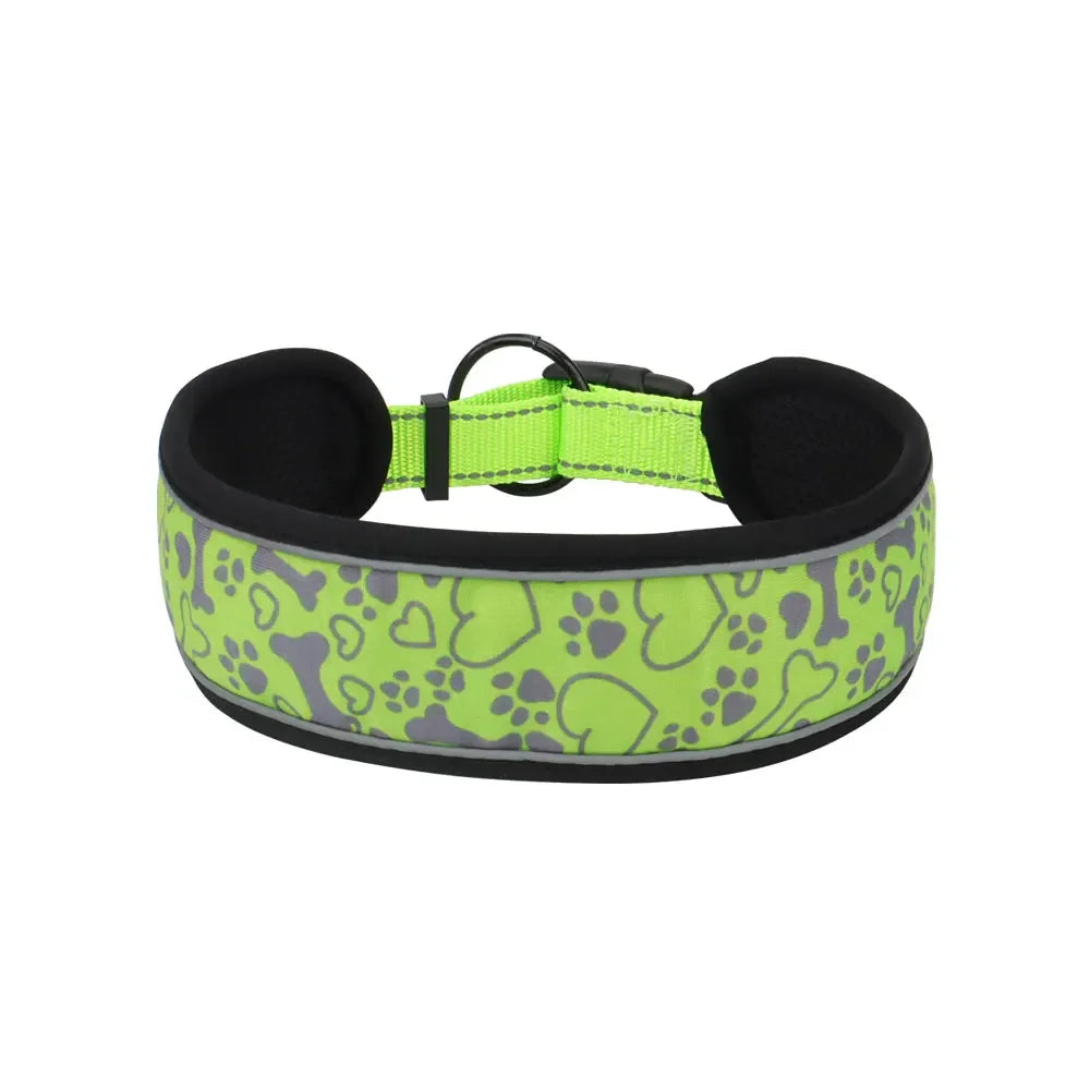 Medium Big Dog Collar Comfortable Soft Neck Adjustable Widen Thicken Reflective Durable for Large Dogs Walk Pet Collar by PawHaven