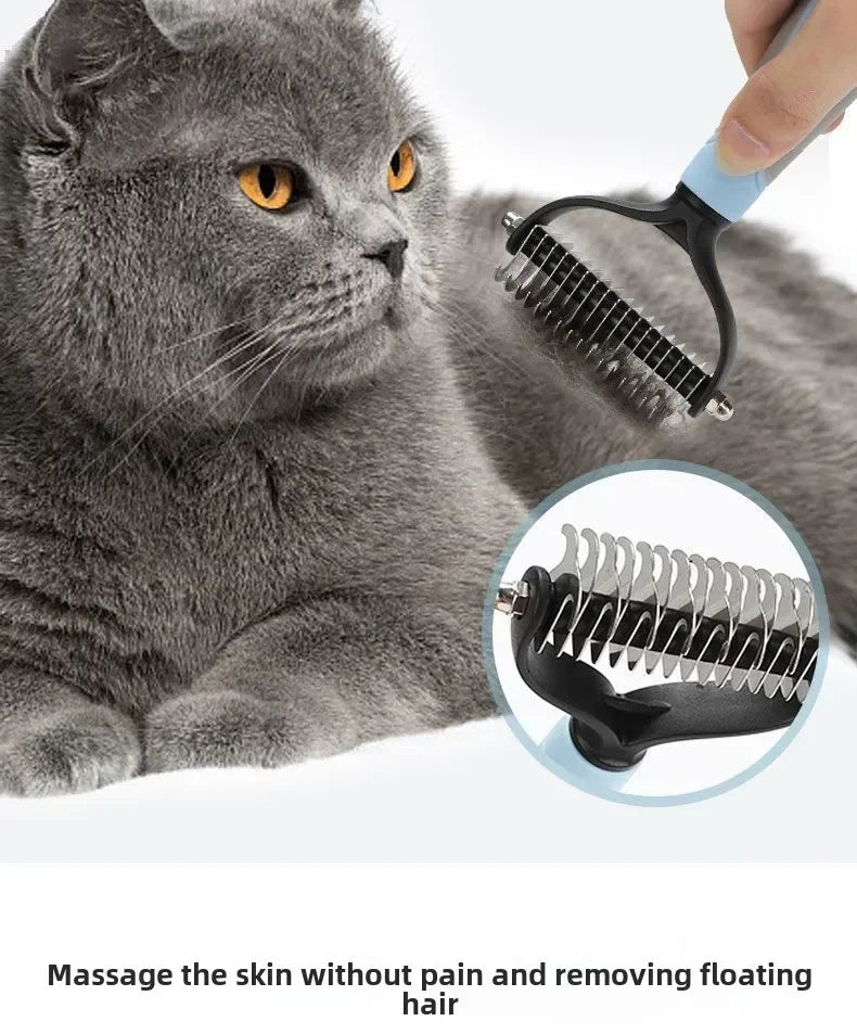 1pc Stainless Steel Dual Sided Pet Comb, Dog Cat Tangle Remover Brush, Portable Grooming Accessory for Household Pets by PawHaven