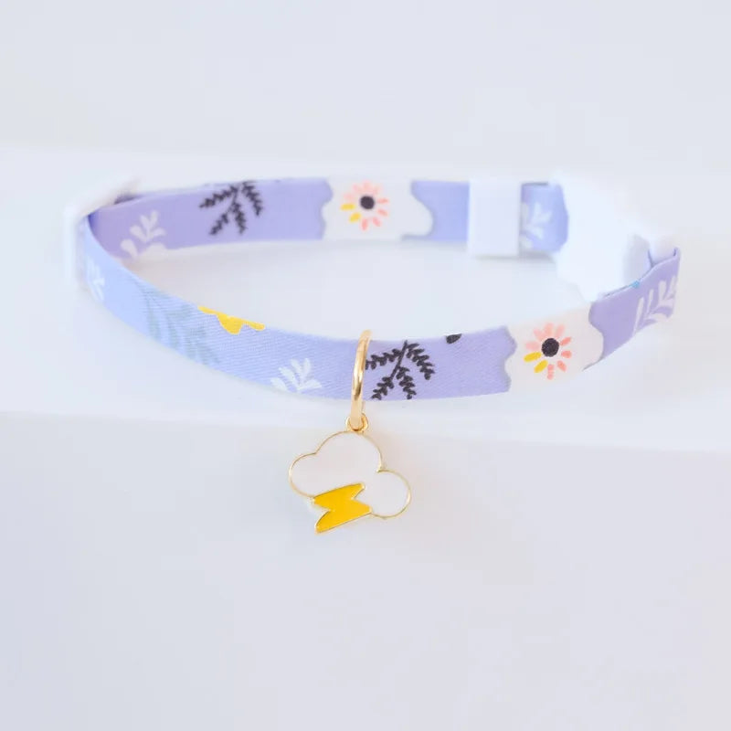 Cute Daisy Pet Collar for Summer, Cat Dog Necklace with Breakaway Safety Buckle, Breathable & No Choke Summer Daisy Flower by PawHaven