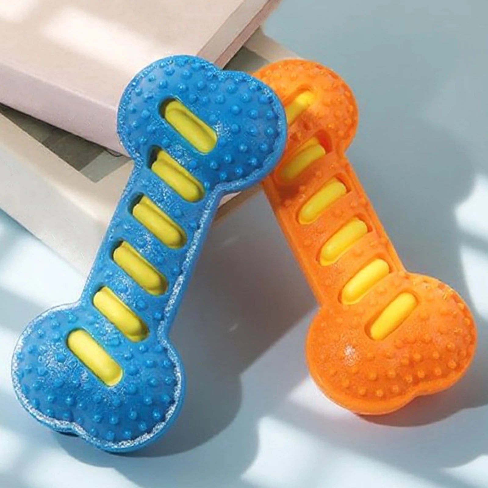Premium Dog Dental Toy Set Textured Squeaky Bones by PawHaven
