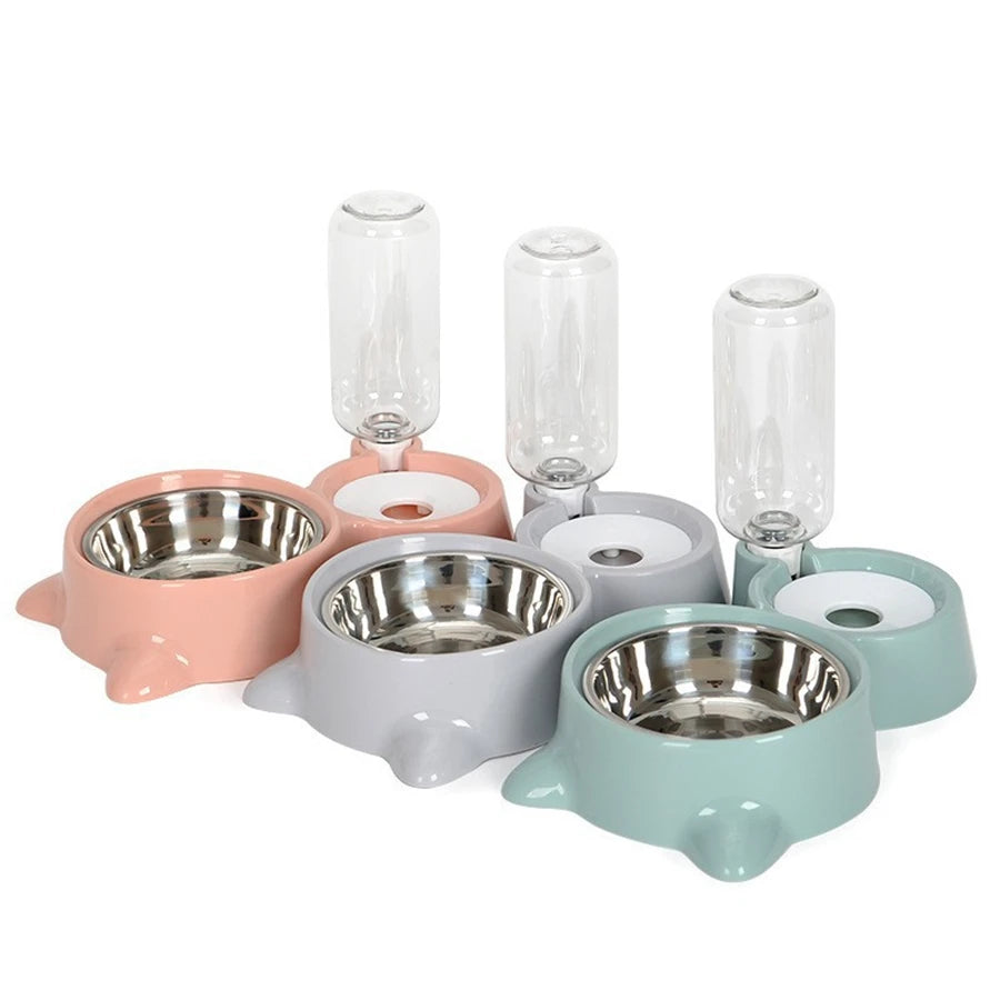 Dog Bowl, Cat Bowl, Anti-Spill Food Bowl, Automatic Feeding and Drinking Bowl Set for Pets by PawHaven