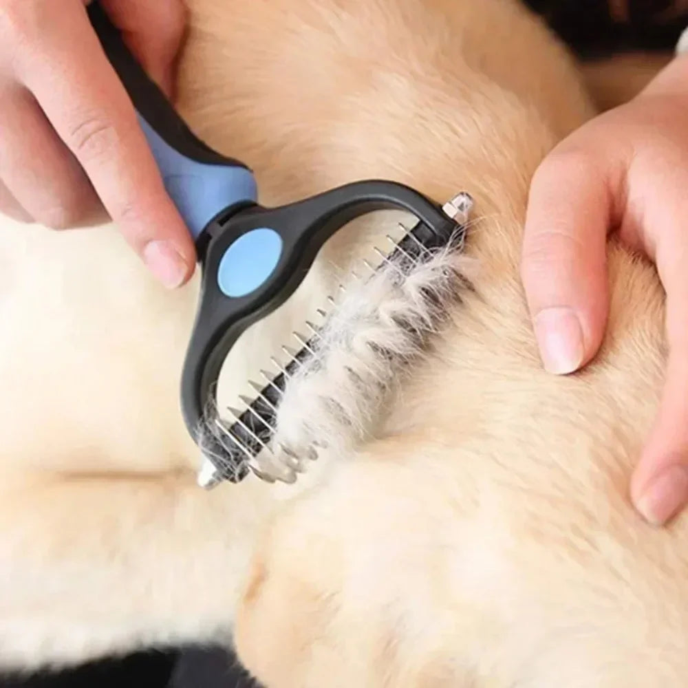 1pc Stainless Steel Dual Sided Pet Comb, Dog Cat Tangle Remover Brush, Portable Grooming Accessory for Household Pets by PawHaven