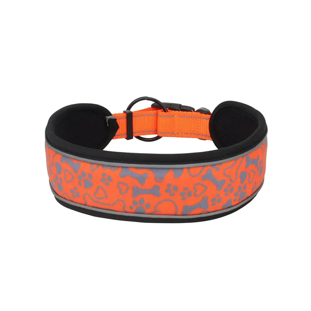 Medium Big Dog Collar Comfortable Soft Neck Adjustable Widen Thicken Reflective Durable for Large Dogs Walk Pet Collar by PawHaven